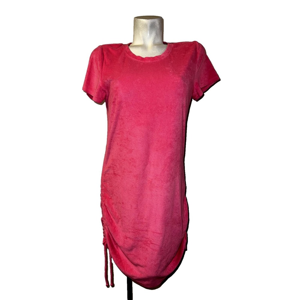 PINK Victoria's Secret Terry Cloth Ruched Side T-Shirt Dress Pink Large